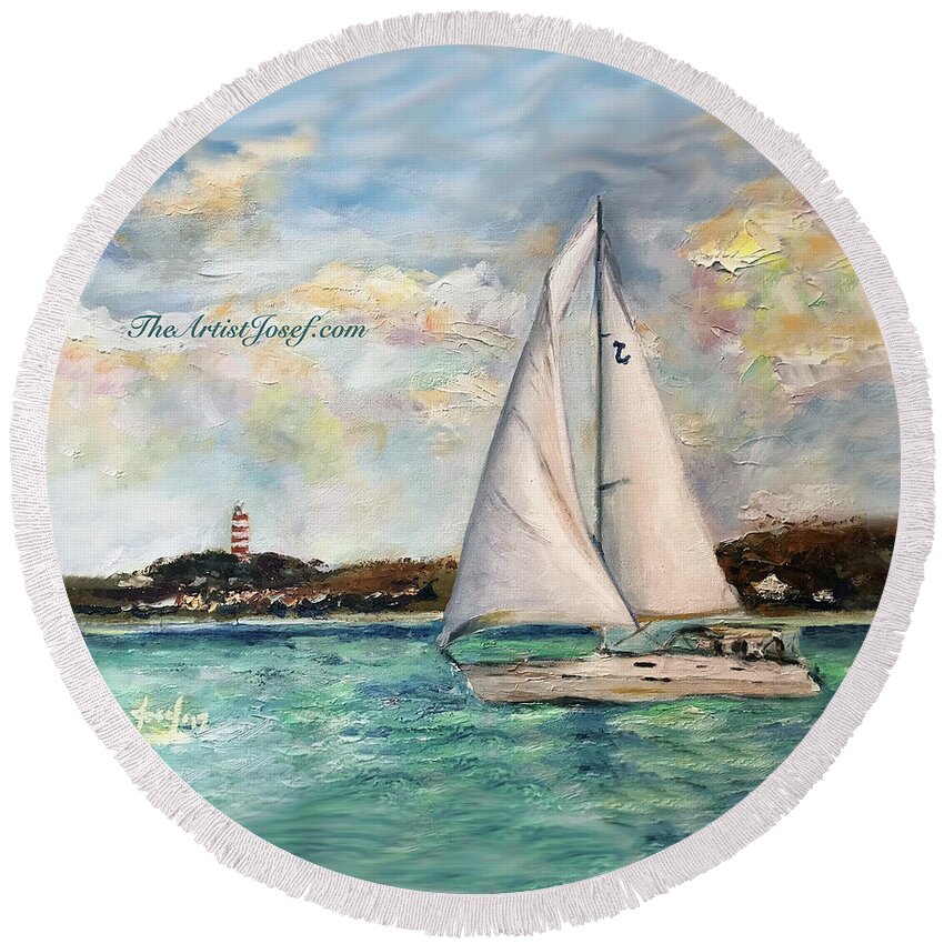 Satisfaction Round Beach Towel featuring the painting Satisfaction by Josef Kelly