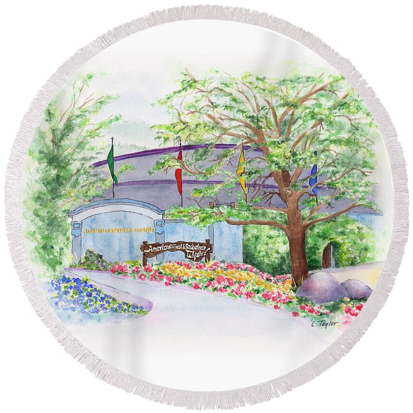 Shakespeare Festival Round Beach Towel featuring the painting Show Time by Lori Taylor