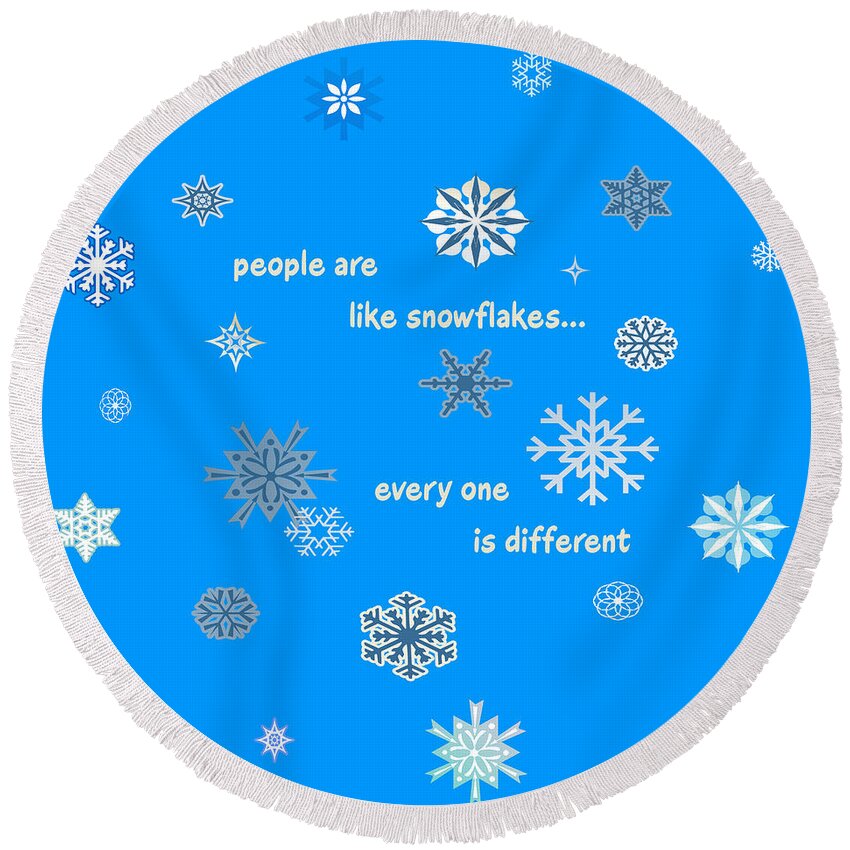 Snowflakes Round Beach Towel featuring the digital art Snowflakes 5 by Two Hivelys