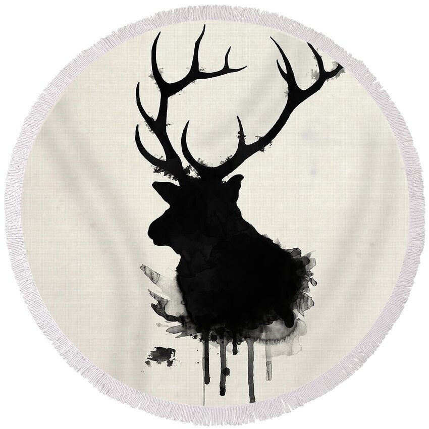 Elk Round Beach Towel featuring the drawing Elk by Nicklas Gustafsson