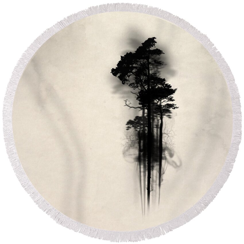 Forest Round Beach Towel featuring the painting Enchanted Forest by Nicklas Gustafsson