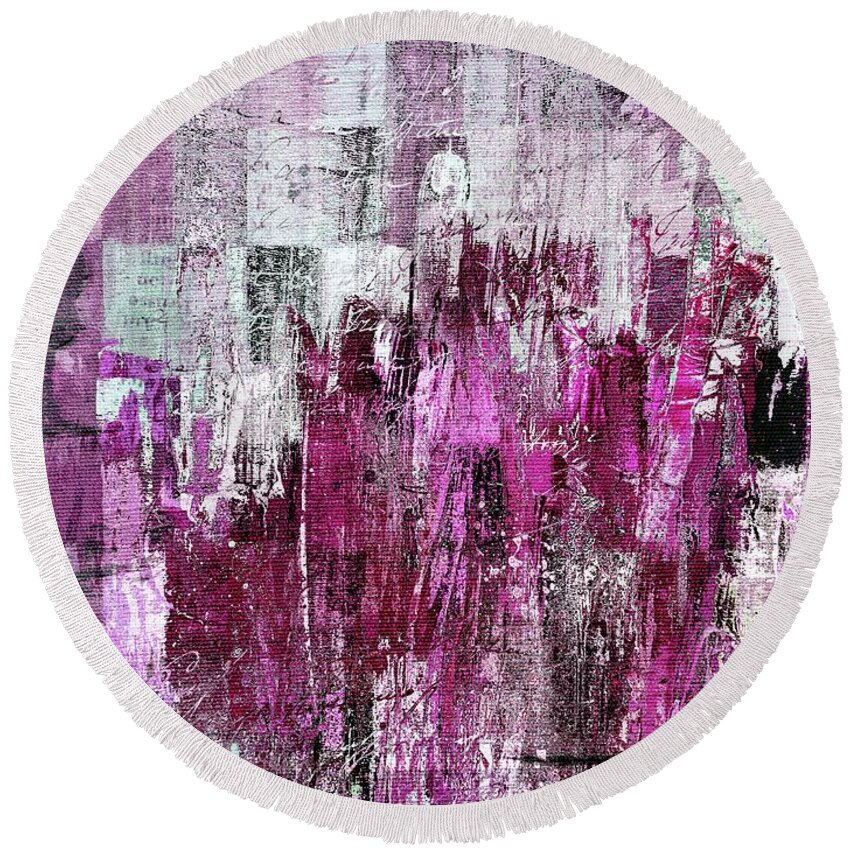 Abstract Round Beach Towel featuring the digital art Ascension - c03xt-165at2c by Variance Collections