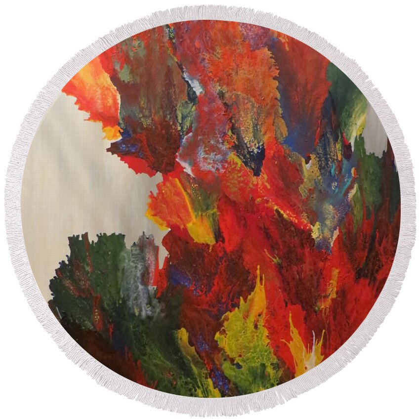 Large Abstract Round Beach Towel featuring the painting Ascension  by Soraya Silvestri