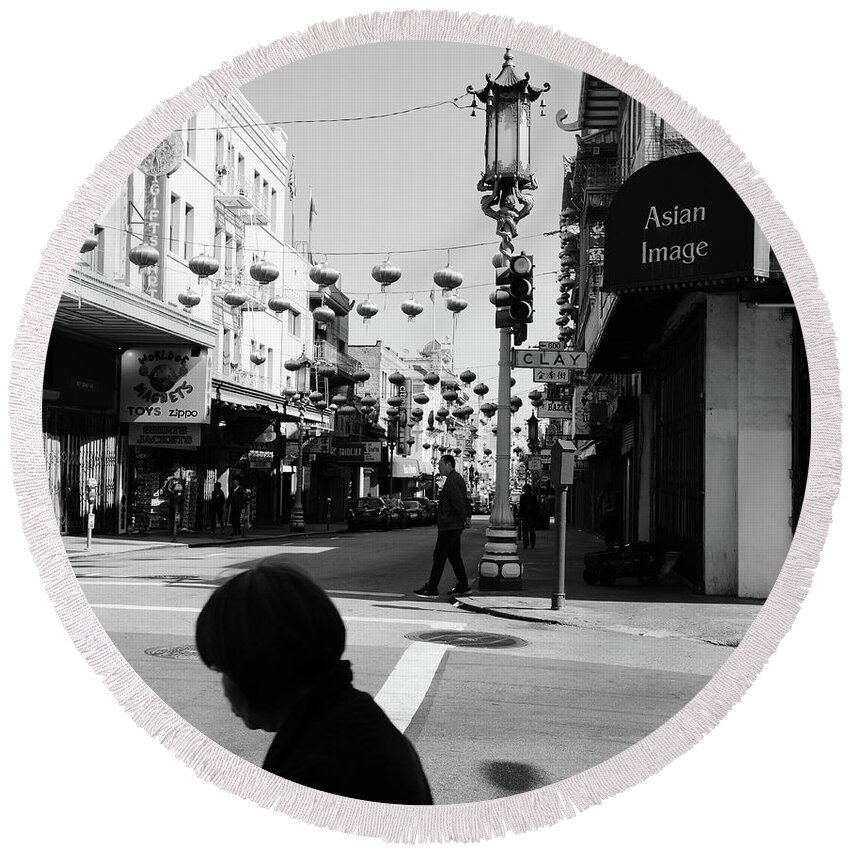 Street Photography Round Beach Towel featuring the photograph Asian Image by J C