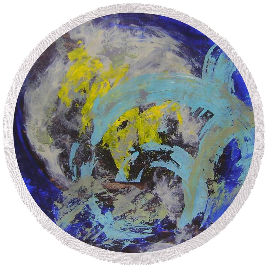 Astral Dimension Round Beach Towel featuring the painting Astral Dimension by Therese Legere