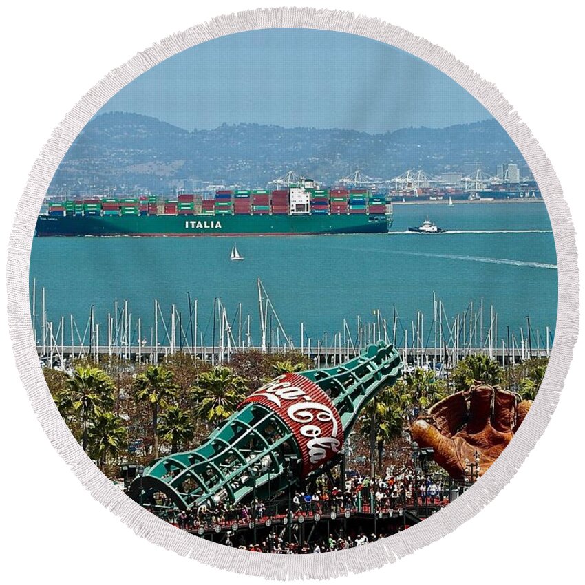 California Round Beach Towel featuring the photograph AT and T Park by Elisabeth Derichs
