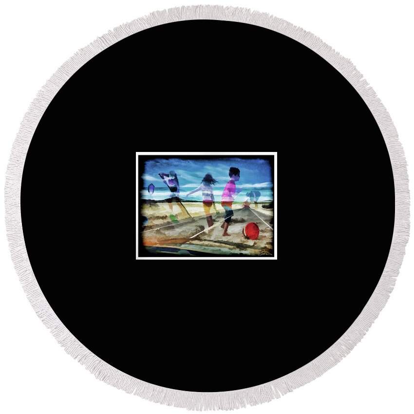 Beach Round Beach Towel featuring the photograph At Play by Peggy Dietz