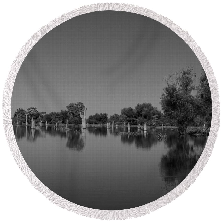 Tree Round Beach Towel featuring the photograph Atchafalaya Basin 15 Southern Louisiana by Maggy Marsh
