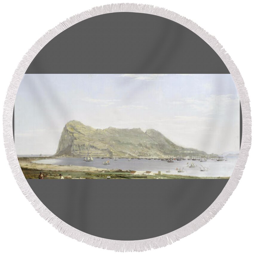 Attributed To Thomas Ender (austrian Round Beach Towel featuring the painting Attributed To Thomas Ender by MotionAge Designs