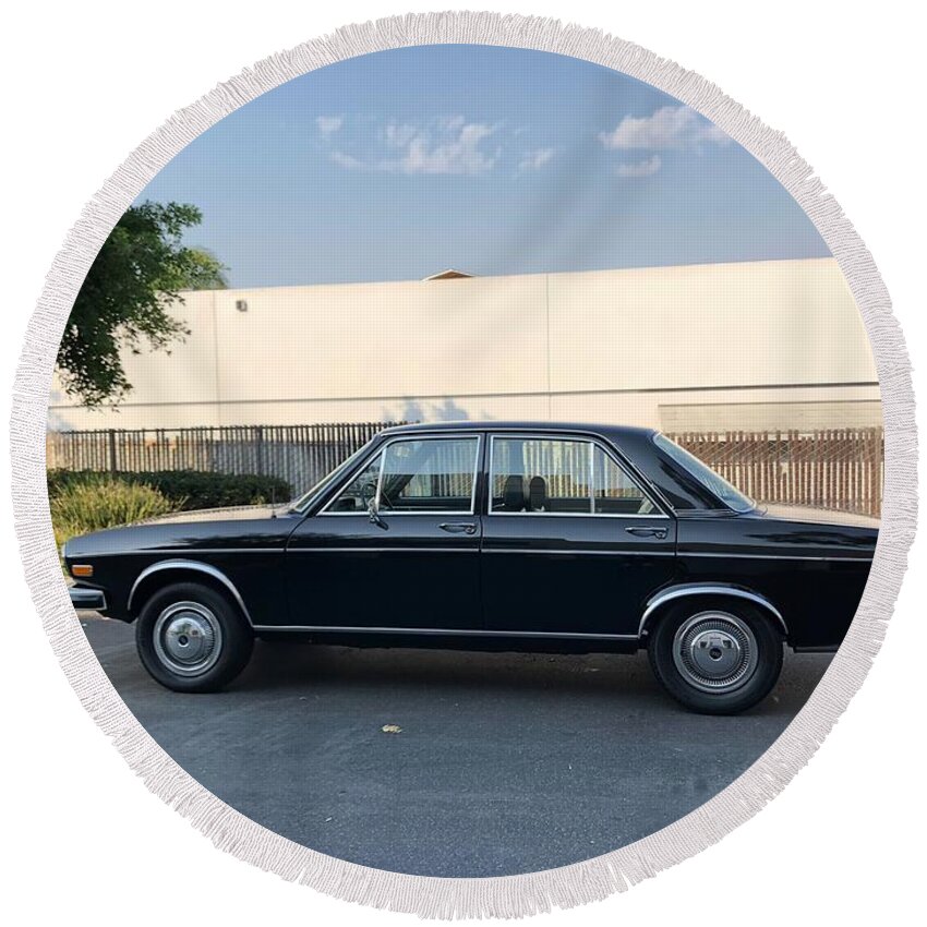 Audi 100 Round Beach Towel featuring the photograph Audi 100 by Mariel Mcmeeking