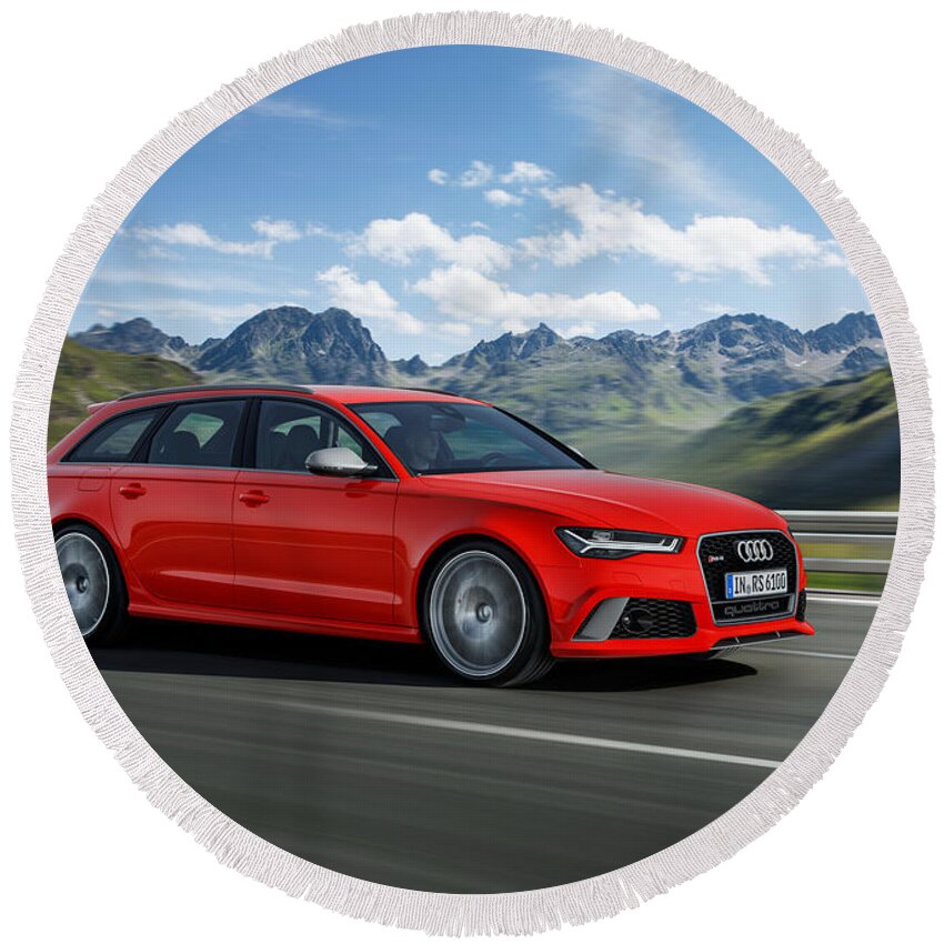 Audi Rs6 Round Beach Towel featuring the digital art Audi RS6 by Maye Loeser