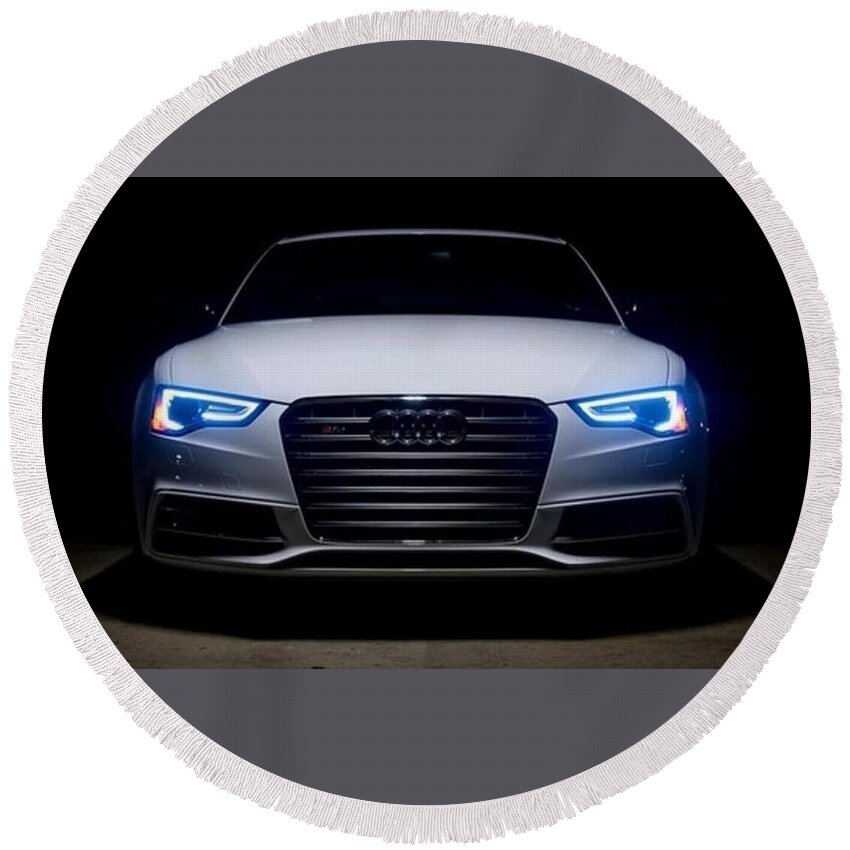Audi S5 Round Beach Towel featuring the digital art Audi S5 by Super Lovely