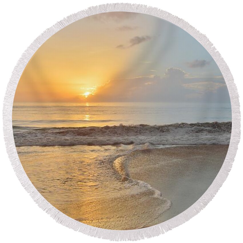 Obx Sunrise Round Beach Towel featuring the photograph August 10 Nags Head by Barbara Ann Bell