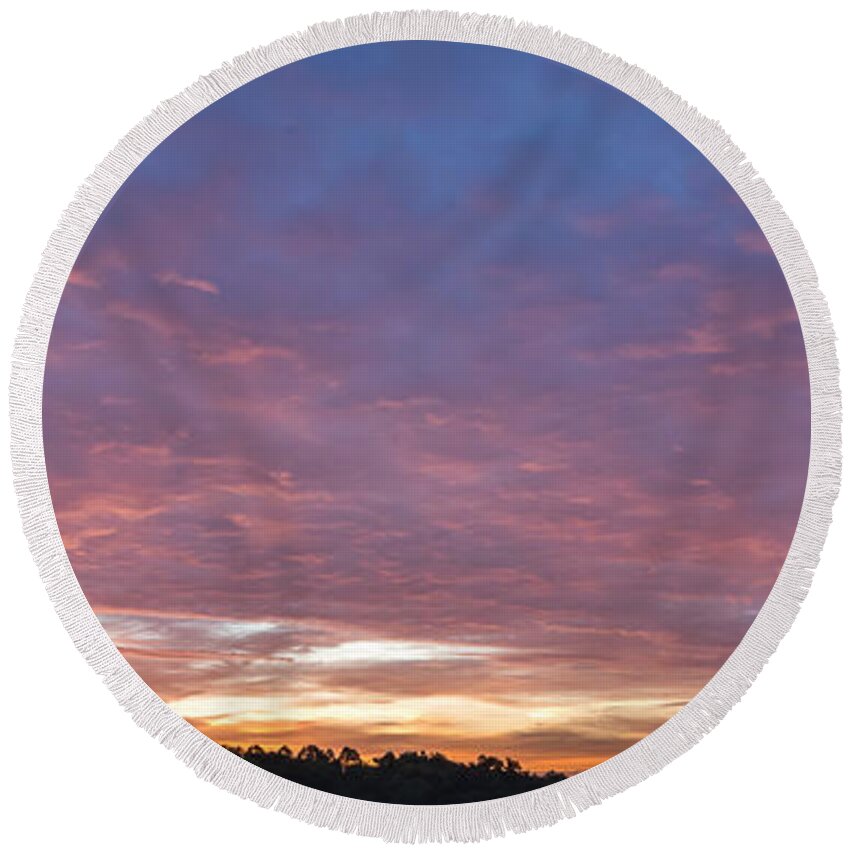 August Round Beach Towel featuring the photograph August Morning Sky by Holden The Moment
