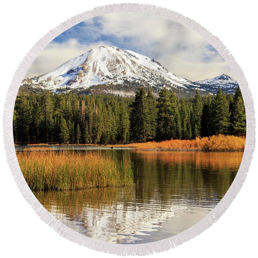 Autumn Round Beach Towel featuring the photograph Autumn At Mount Lassen by James Eddy
