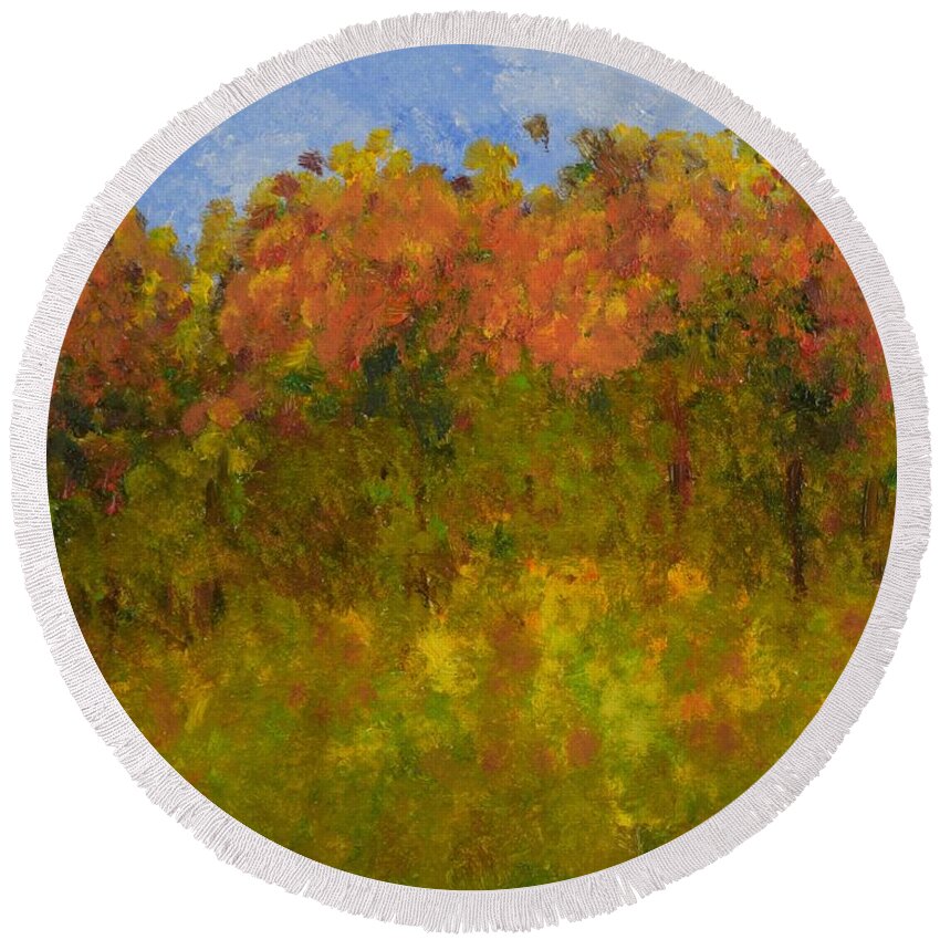  Round Beach Towel featuring the painting Autumn Beauty by Barrie Stark