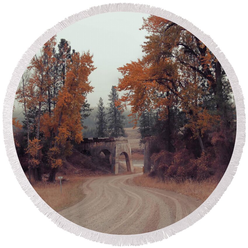 Montana Round Beach Towel featuring the photograph Autumn in Montana by Cathy Anderson