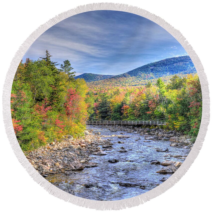 Kankamagus Highway Round Beach Towel featuring the photograph Autumn in New Hampshire by Don Mercer