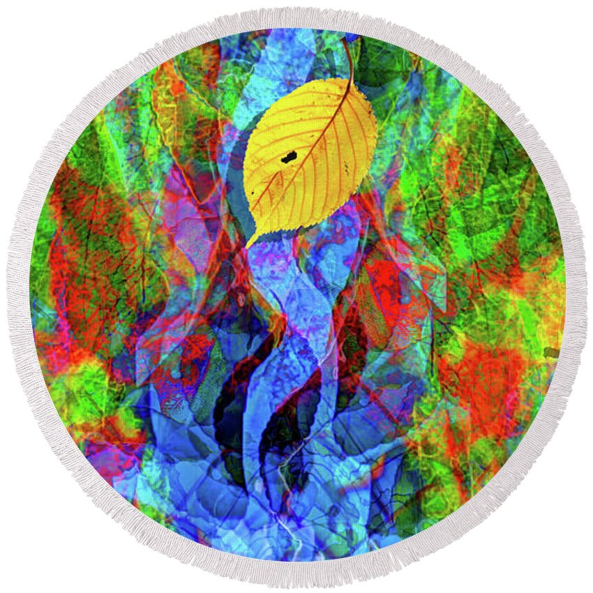 Autumn Round Beach Towel featuring the photograph Autumn Leaves Abstract by Jeff Breiman