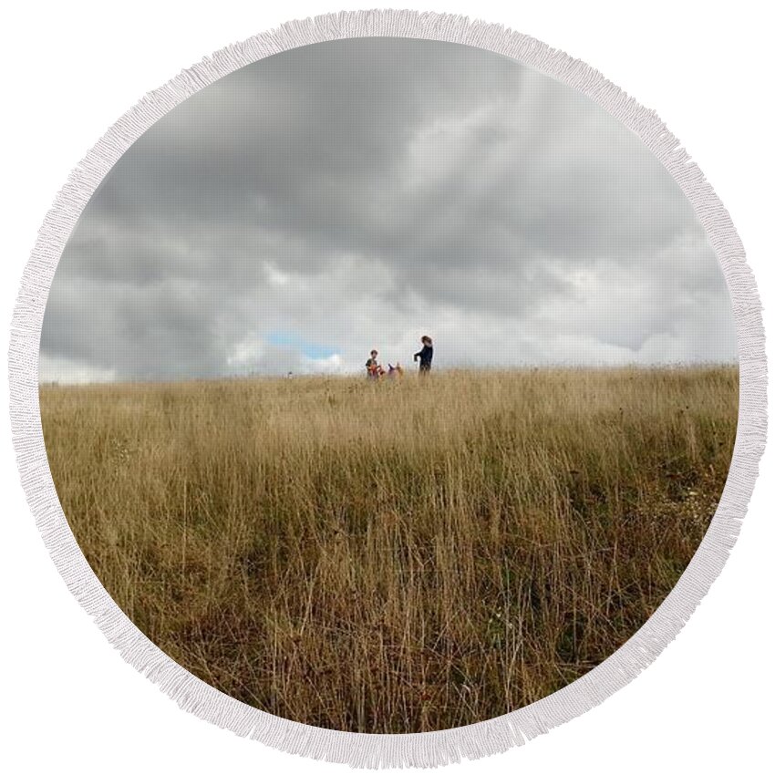 Autumn Round Beach Towel featuring the photograph Autumn Play at Max Patch by Anita Adams