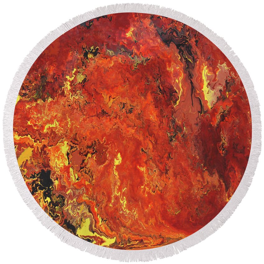 Fusionart Round Beach Towel featuring the painting Autumn's Brimstone by Ralph White