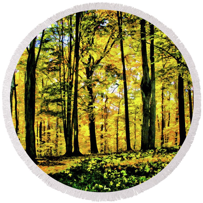 Autumn Round Beach Towel featuring the photograph Autumn's Glow by Monroe Payne