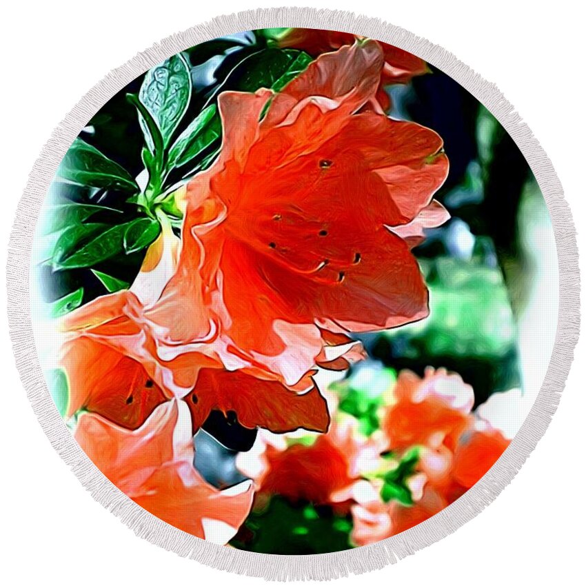 Fine Art Round Beach Towel featuring the painting Azaleas in the Spring by Patricia Griffin Brett