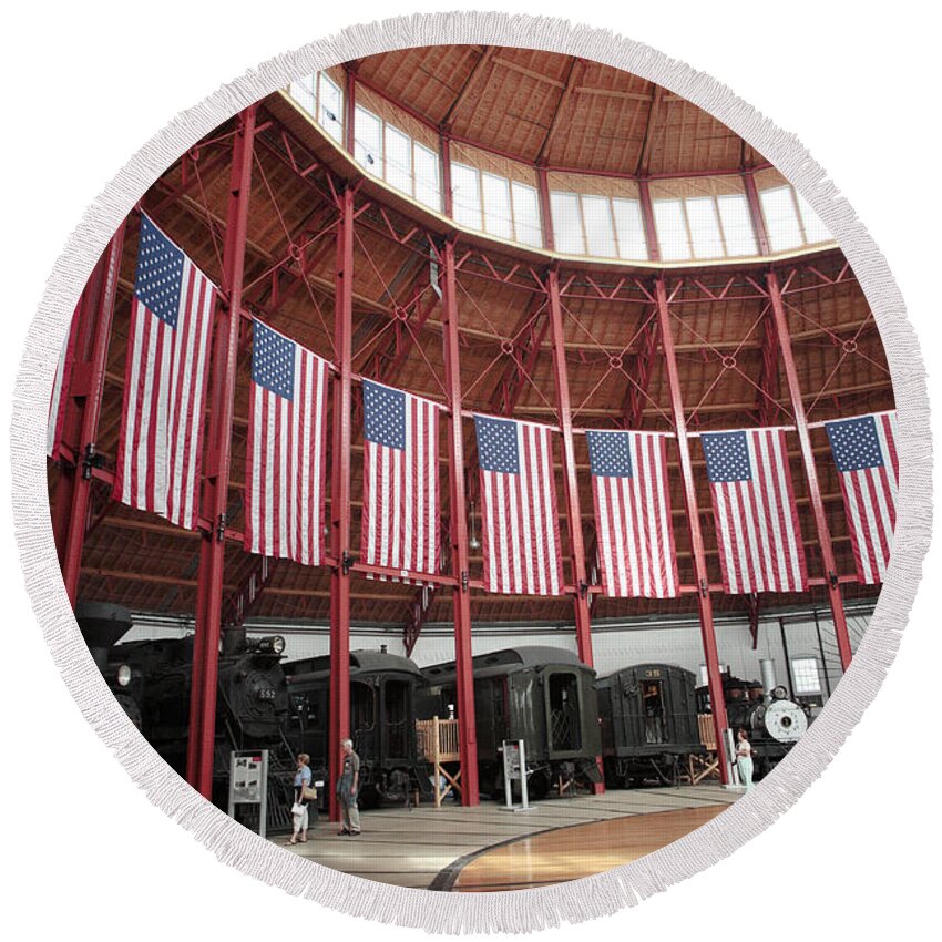B&o Round Beach Towel featuring the photograph B and O Museum Roundhouse in Baltimore Maryland by William Kuta