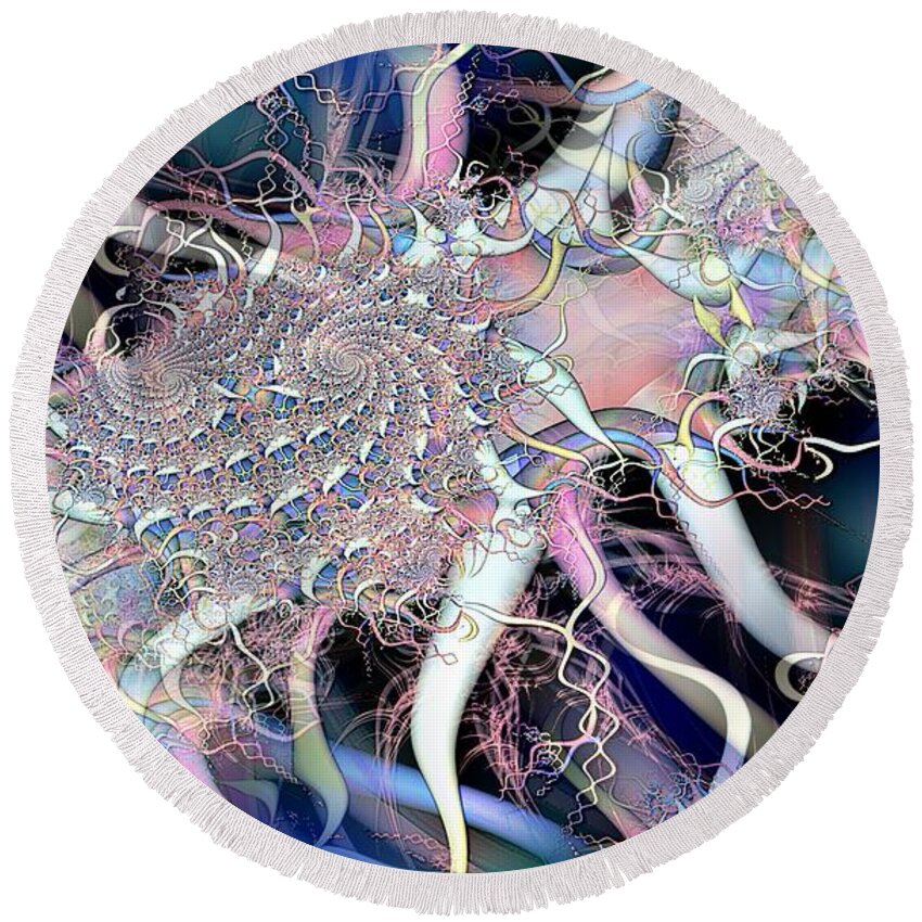 Baby Colors Round Beach Towel featuring the digital art Baby Fractal 2 by Ron Bissett