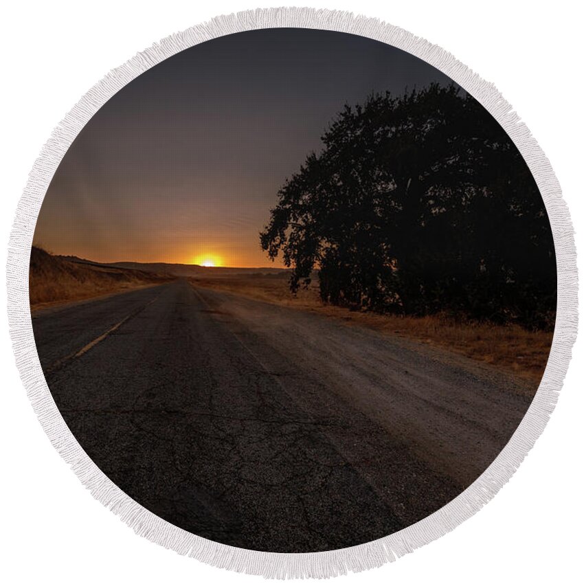 Paso Robles Round Beach Towel featuring the photograph Back Road from Bradley by Tim Bryan