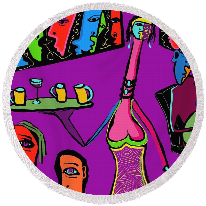  Round Beach Towel featuring the digital art Back room by Hans Magden