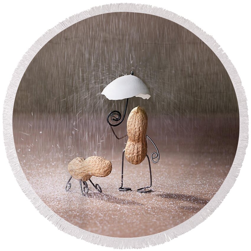 Peanut Round Beach Towel featuring the photograph Bad Weather 02 by Nailia Schwarz