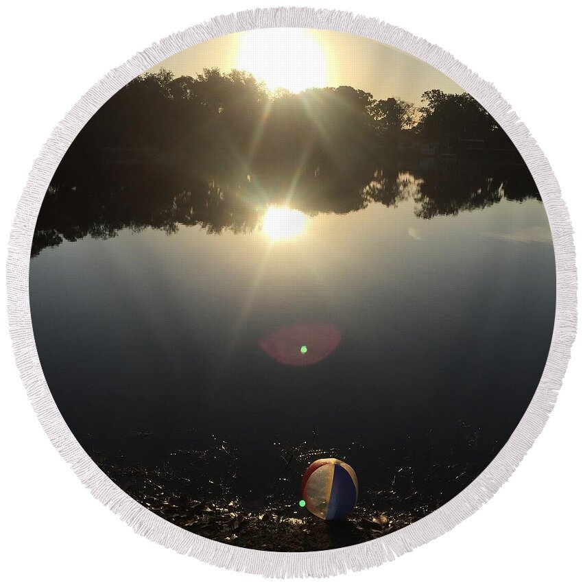  Landscape Round Beach Towel featuring the photograph Balls by Robin Pedrero