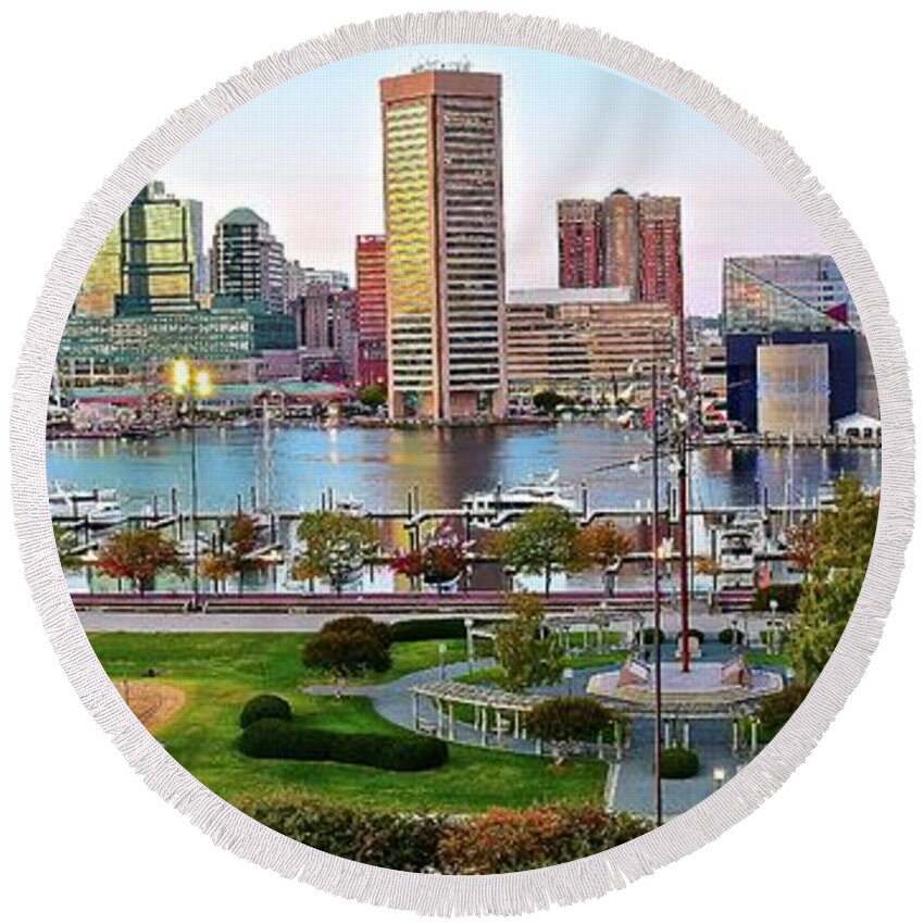Baltimore Round Beach Towel featuring the photograph Baltimore Spreads Out by Frozen in Time Fine Art Photography