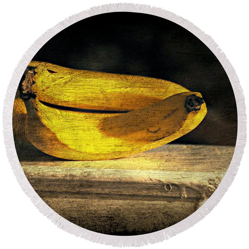 Still Life Round Beach Towel featuring the photograph Bananas Pedestal by Diana Angstadt