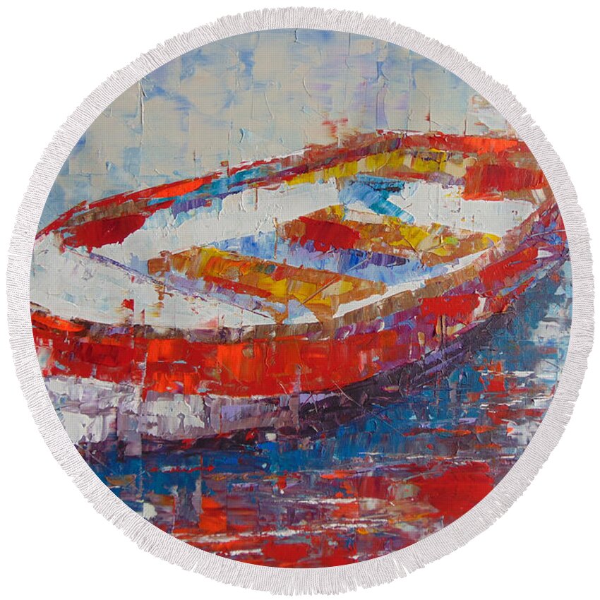 Impressionist Round Beach Towel featuring the painting Barque by Frederic Payet