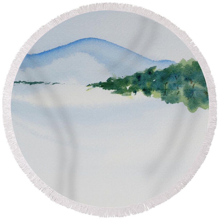 Australia Round Beach Towel featuring the painting Bathurst Harbour reflections by Dorothy Darden