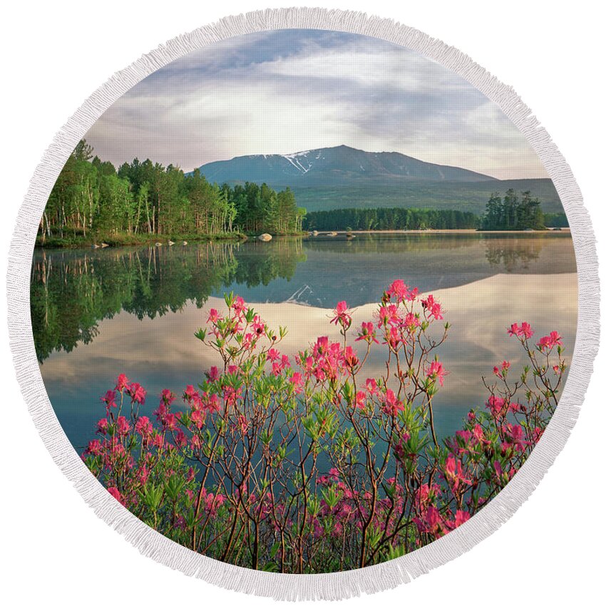 Mt Katahdin Round Beach Towel featuring the photograph Mt. Katahdin in the Spring by Kevin Shields