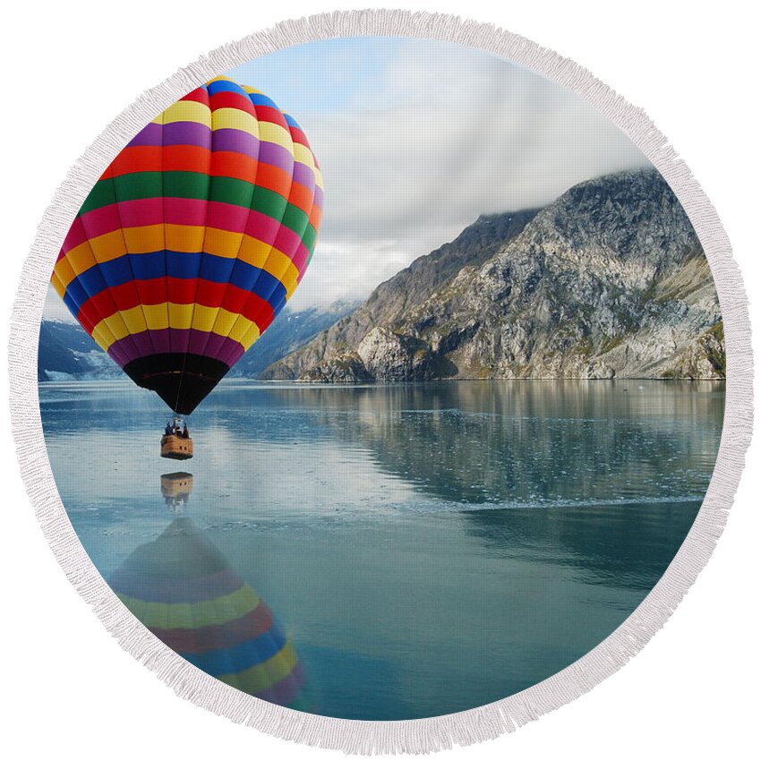 Landscape Round Beach Towel featuring the photograph Bay Skimmer by Michael Peychich