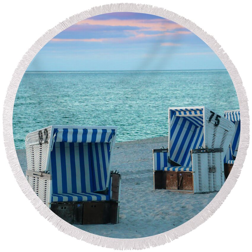 Germany Round Beach Towel featuring the photograph Beach Chair at Sylt, Germany by Amanda Mohler