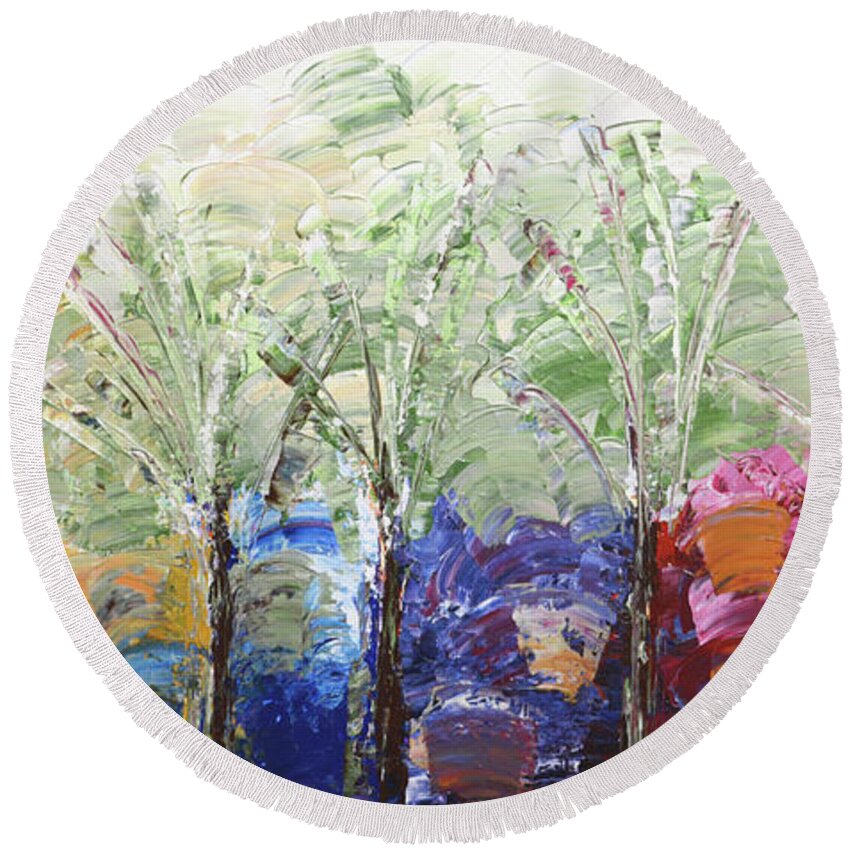 Beach Round Beach Towel featuring the painting Beach Day by Linda Bailey