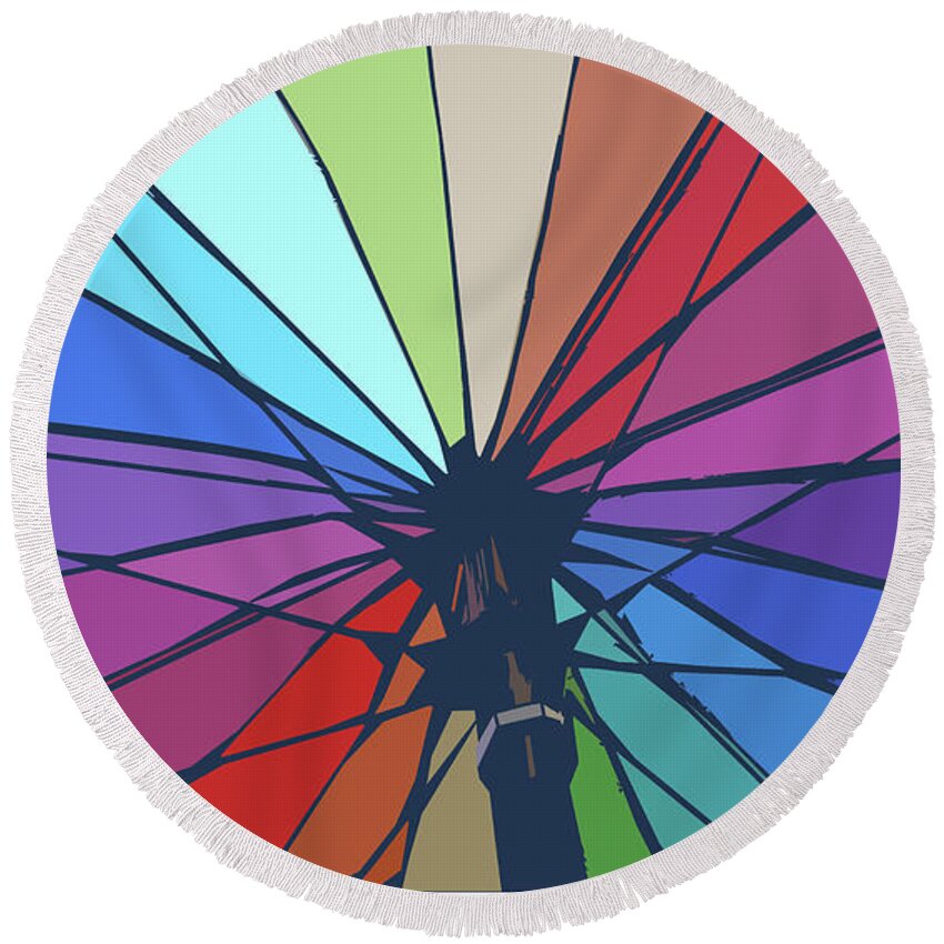 Beach Round Beach Towel featuring the digital art Beach design by John Foster Dyess by John Dyess