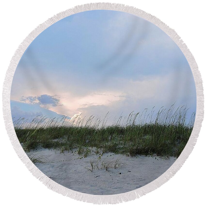 Art Round Beach Towel featuring the photograph Beach Dunes by Shelia Kempf