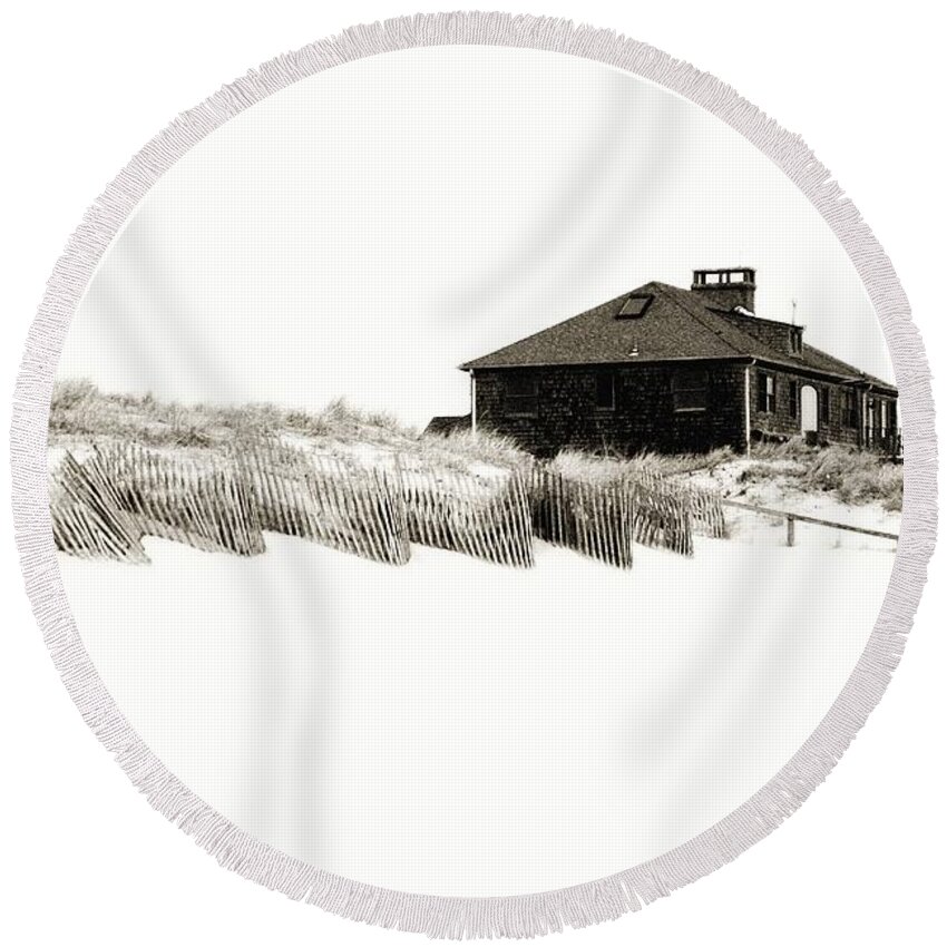 Jersey Shore Round Beach Towel featuring the photograph Beach House - Jersey Shore by Angie Tirado