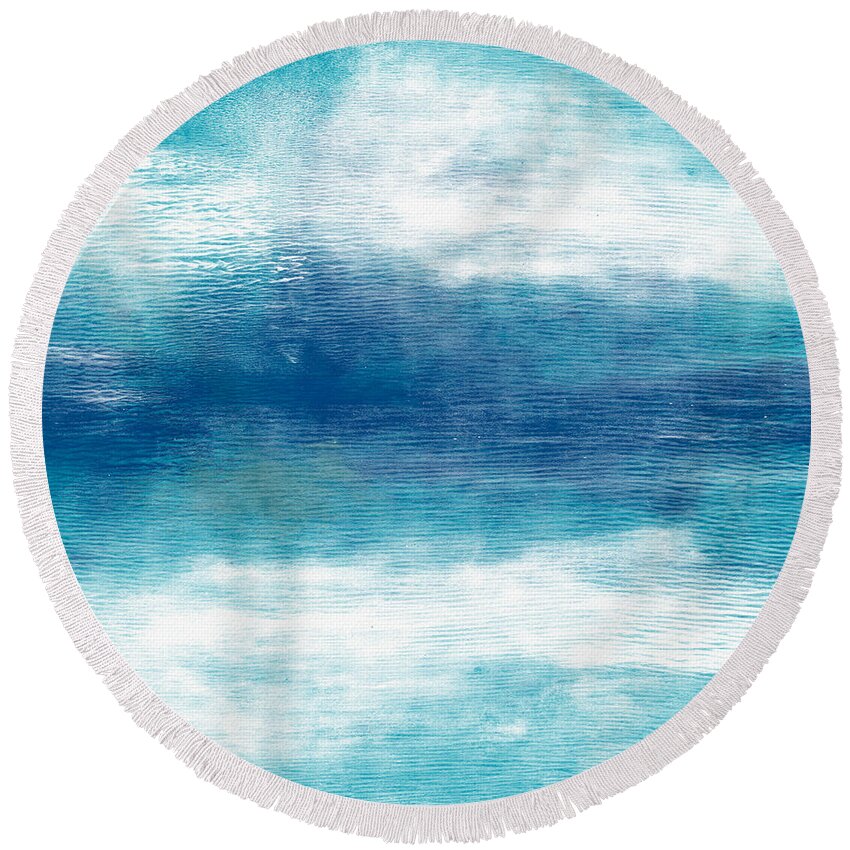 Abstract Round Beach Towel featuring the mixed media Beach Mood 2- Abstract Art by Linda Woods by Linda Woods