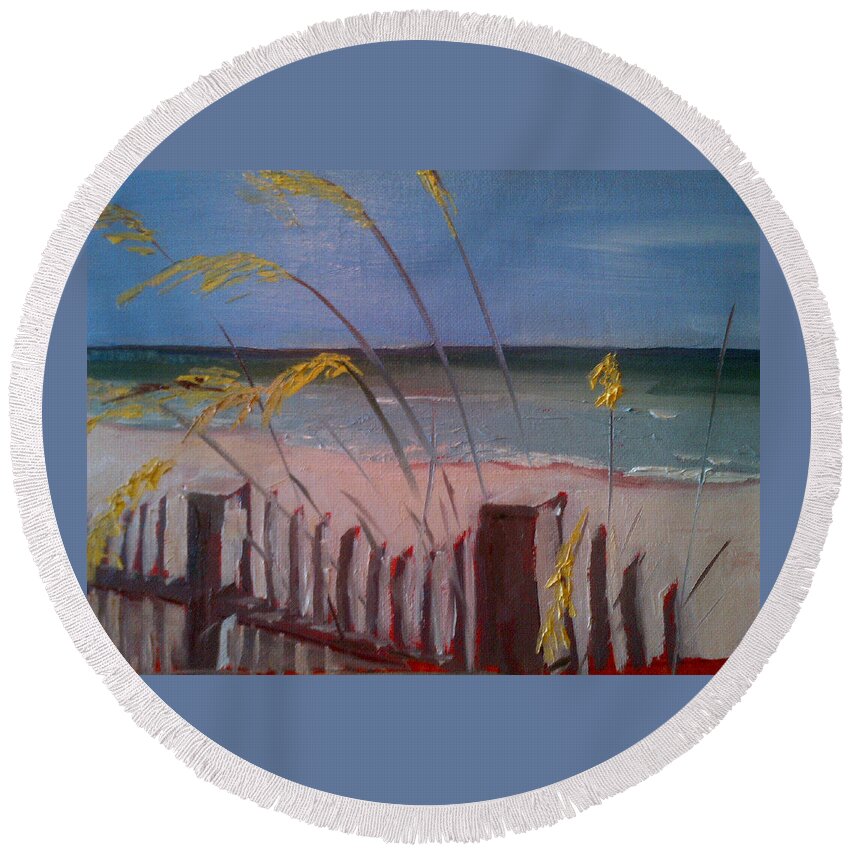 Beach Round Beach Towel featuring the painting Beach by Sheila Romard