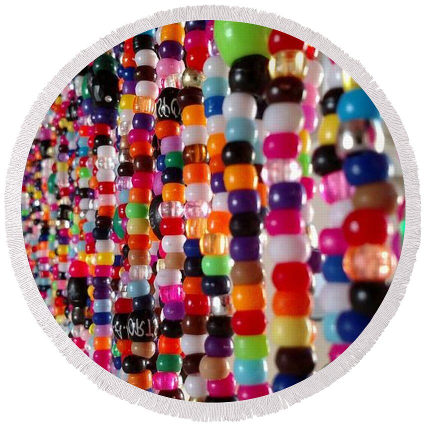Beads Round Beach Towel featuring the photograph Bead Curtain by Carl Moore