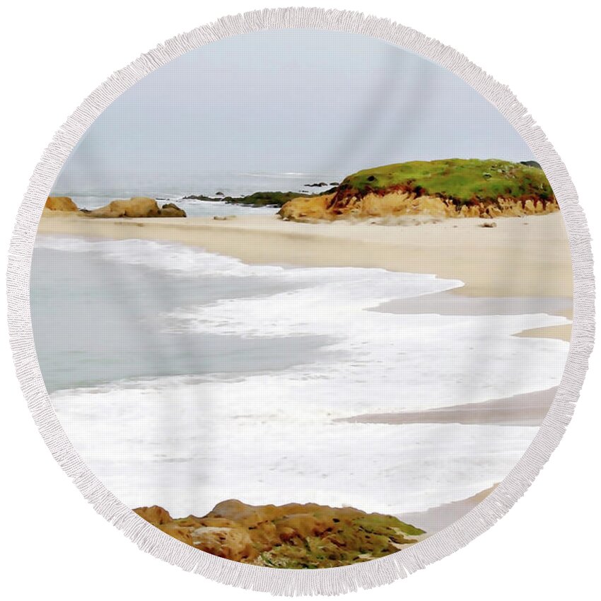 Bean Hollow State Beach Round Beach Towel featuring the photograph Bean Hollow State Beach by Art Block Collections