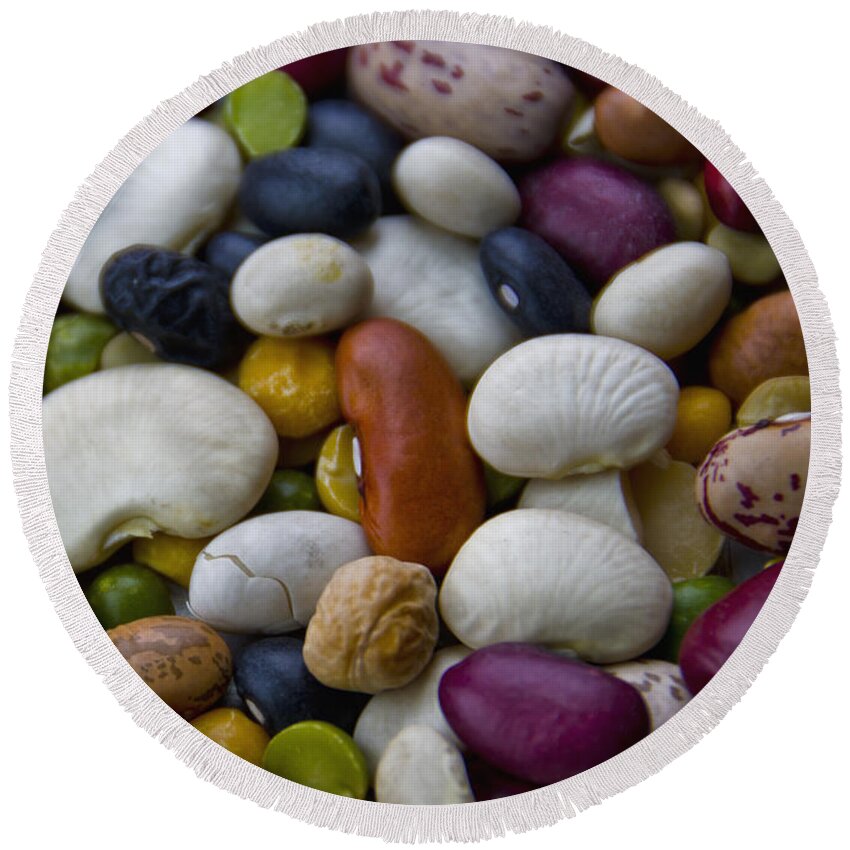 Usa Round Beach Towel featuring the photograph Beans of Many Colors by LeeAnn McLaneGoetz McLaneGoetzStudioLLCcom