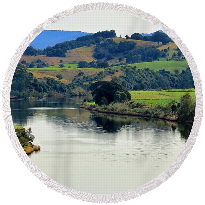 Manning River Taree Australia Round Beach Towel featuring the photograph Beautiful Manning River 06663. by Kevin Chippindall